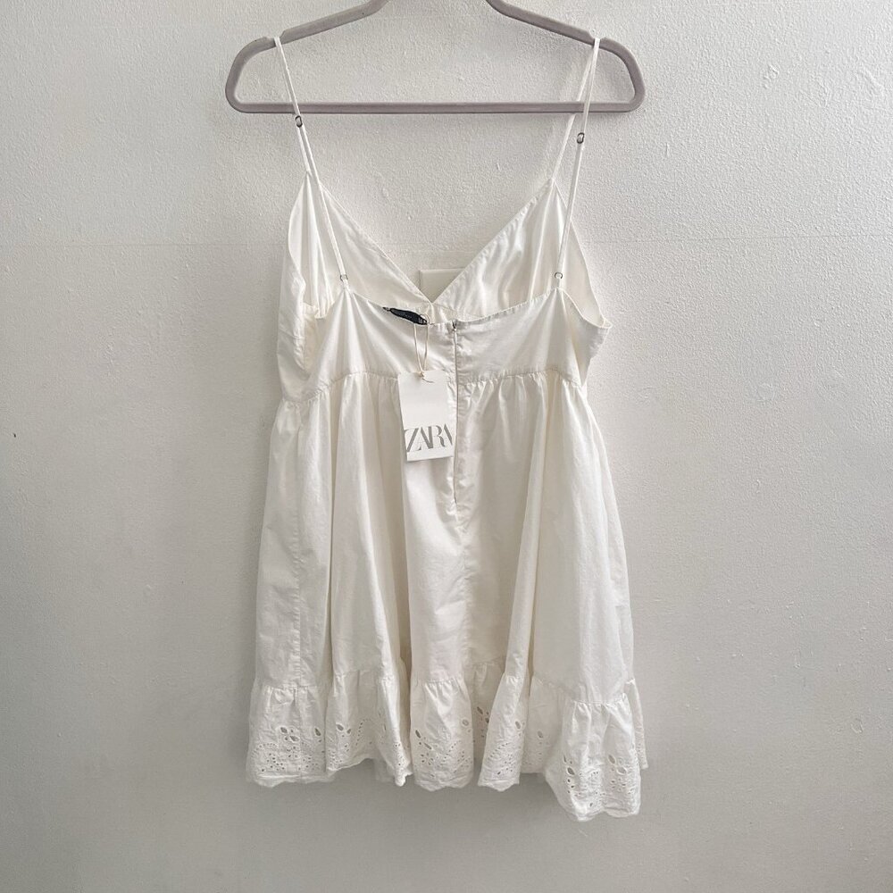 Zara White eyelet embroidered dress XLARGE XL Women’s NWT - Picture 7 of 11